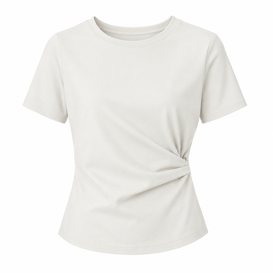 Asymmetrisk T-skjorte til Dame – Waist-Cinching Topp med Cut-out Detaljer