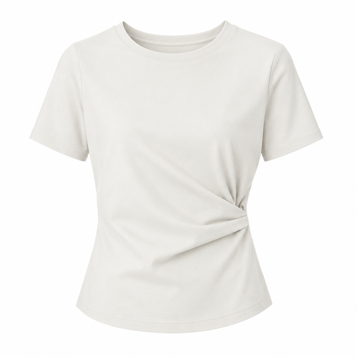 Asymmetrisk T-skjorte til Dame – Waist-Cinching Topp med Cut-out Detaljer