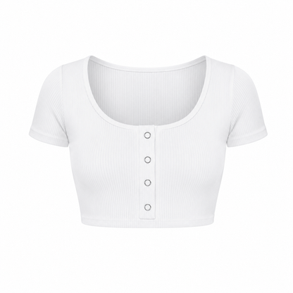 Kortermet Crop Top til Dame – Figurnær Basic Topp med Stretch