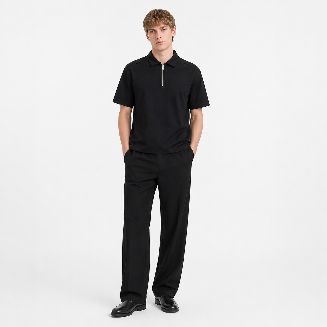 Kraftig Polo T-skjorte til Herre – Half-Zip &amp; 210g Premium Kvalitet