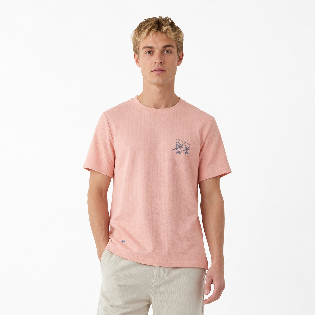 Waffle T-skjorte til Herre – Retro Stil med Strukturert Stoff og Komfortabel Passform