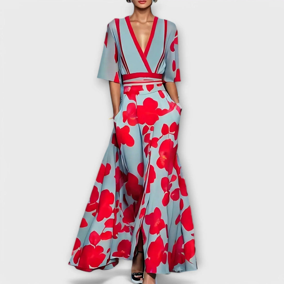 Coraline | Elegant blomstret smalkjole – S