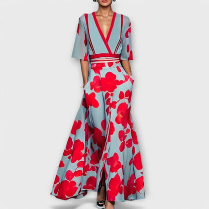 Coraline | Elegant blomstret smalkjole – S