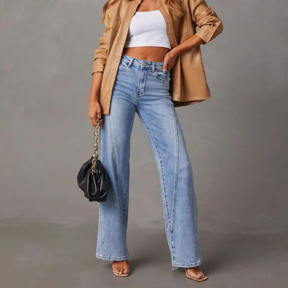 High-rise jeans med vide ben