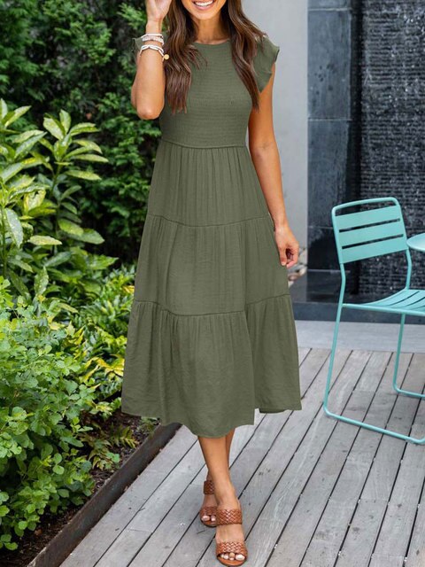 Elegant vintage sommer maxikjole for kvinner