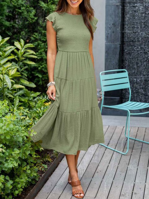 Elegant vintage sommer maxikjole for kvinner