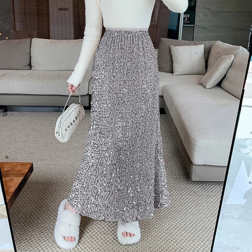 Glamorøst maxiskjørt med paljettutsmykning