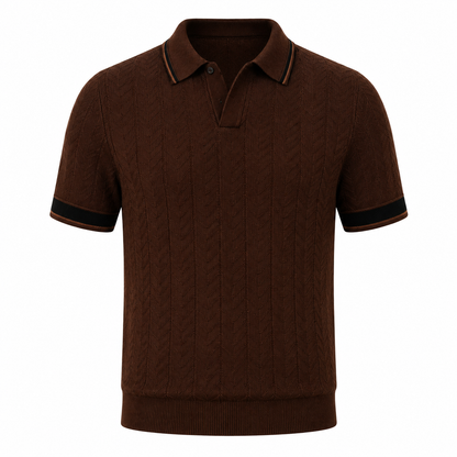 Strikket Polo for Herre med Struktur – Kortermet Business Casual i Color Block