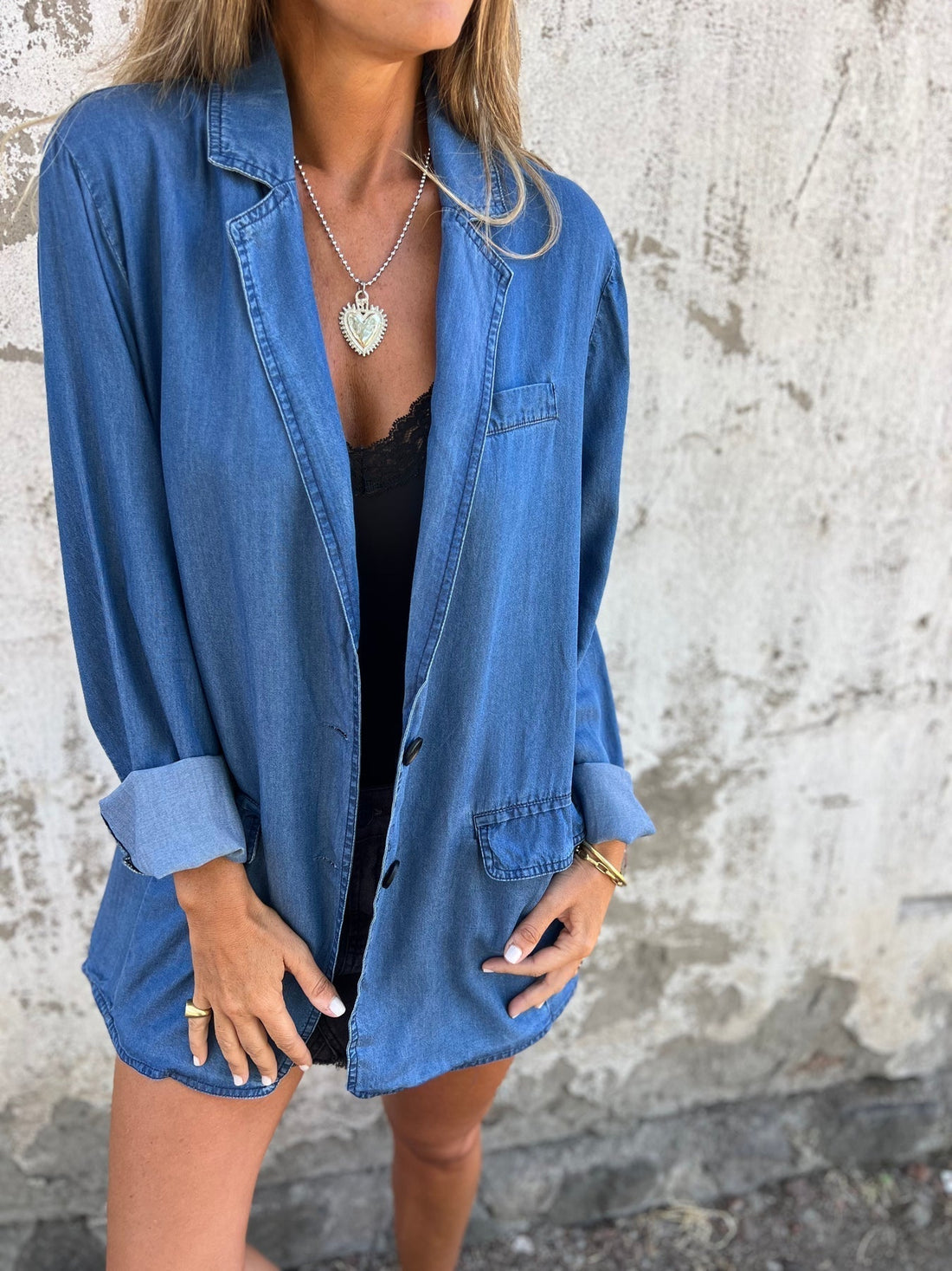 Elegant casual jakke i denim