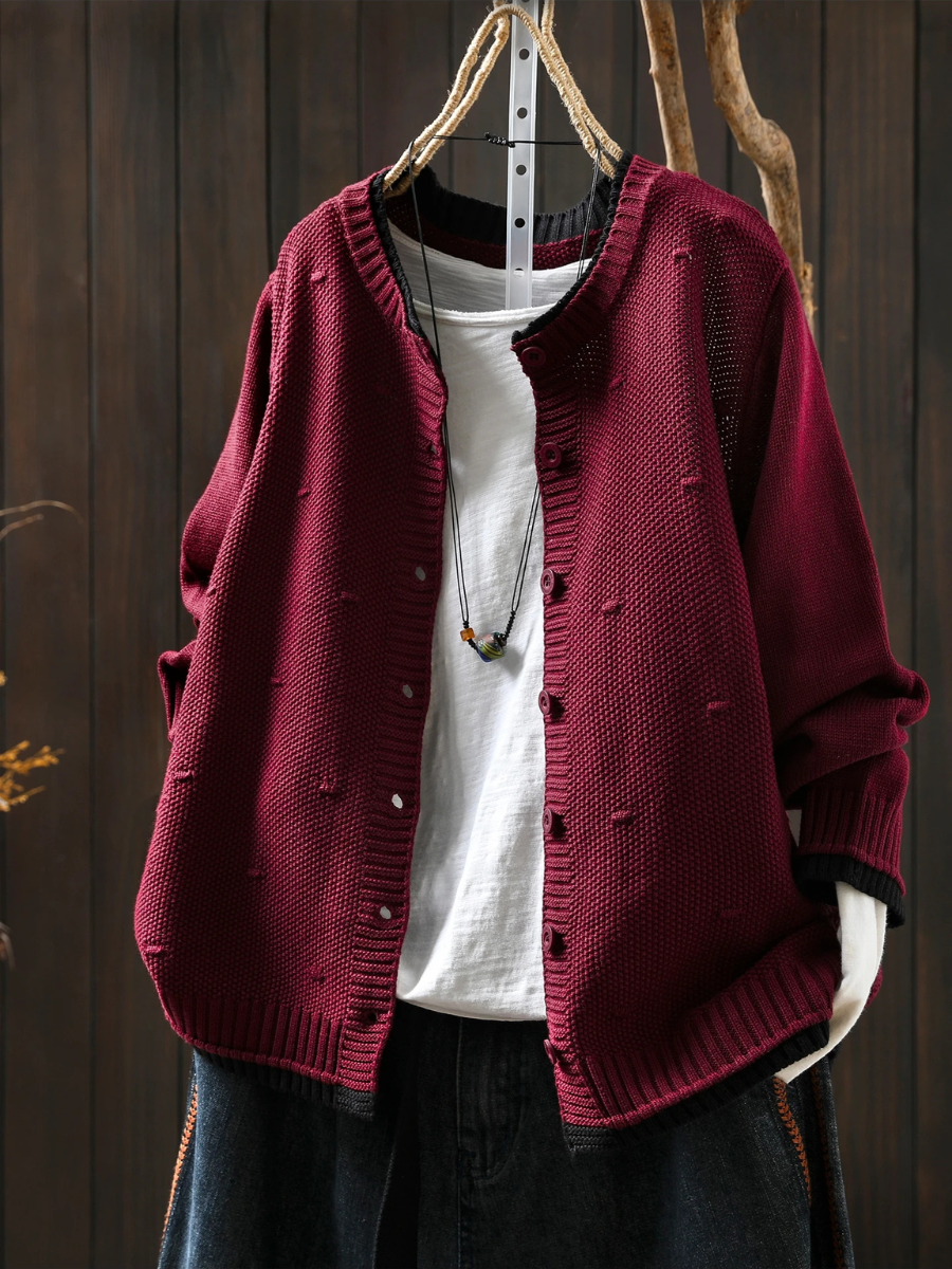 Klaerigo | TEKSTURERT CARDIGAN – Bordeauxrød