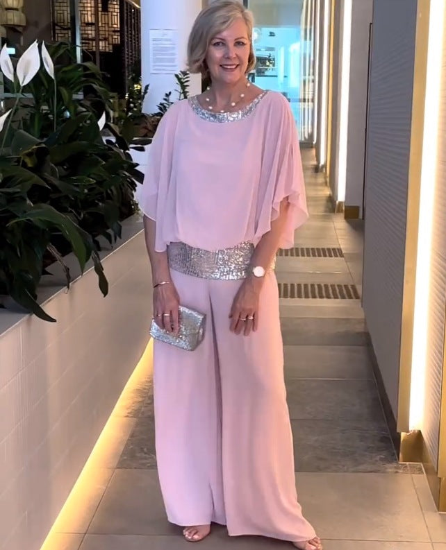 Elegant todelt sett med paljetter og fargerike klosser