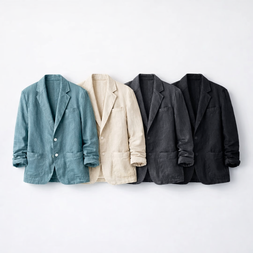 Lett Sommerblazer for Herre i Lin og Bomull – Pustende &amp; Elegant Jakke til Business og Casual Bruk Pakke