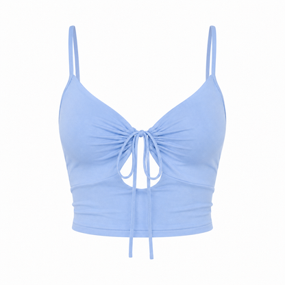 Plissert Crop Top til Dame – Sommertopp med Knytedetaljer og Feminin Passform