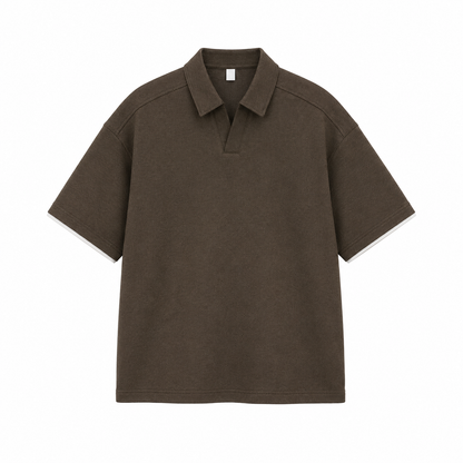 Polo T-skjorte til Herre – Retro Kortermet Topp med Lag-på-Lag Effekt
