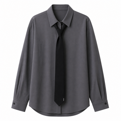 Oversized Bluse til Dame – Knytekrage &amp; Elegant Løs Passform