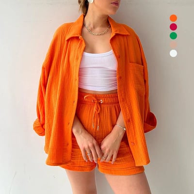 Dame To-delt Langermet Skjorte og Casual Dress
