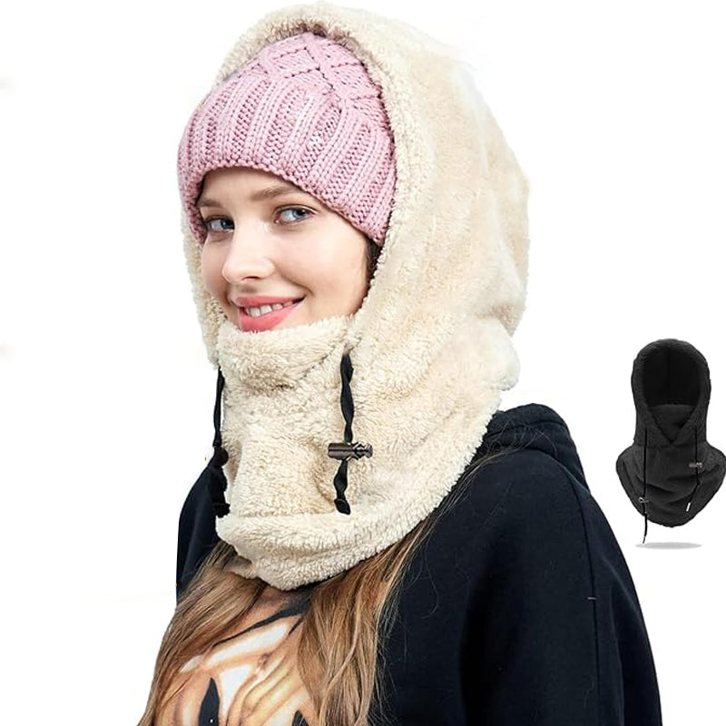 Skimaske med hette i sherpa