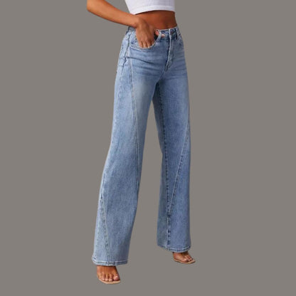 High-rise jeans med vide ben