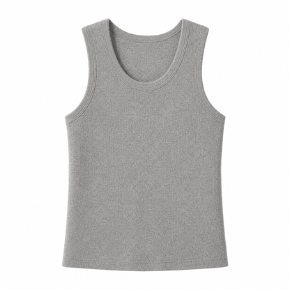 Hvit Strikket Singlet til Dame – Slim Fit &amp; Høy Stretch