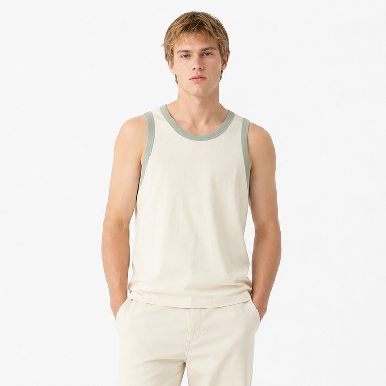 Oversized Tanktopp i 100 % Bomull til Herre – Ermeløs Retro Topp