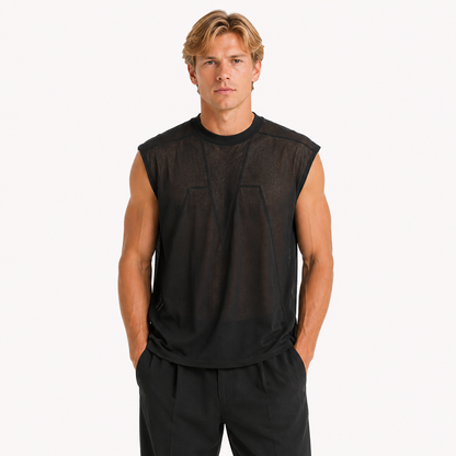 Oversized Tanktopp til Herre – Ermeløs Topp i Streetwear-stil – Svart