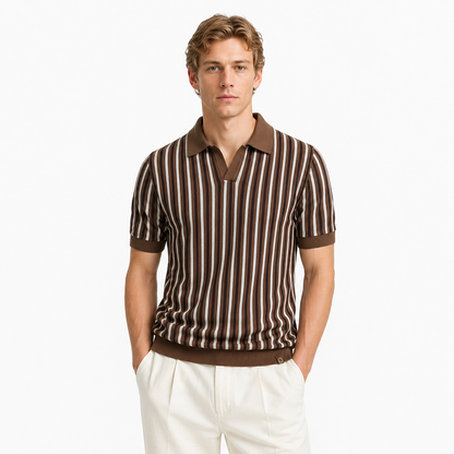 Stripet Ice Silk Polo T-skjorte til Herre – Sval &amp; Pustende Sommerstil