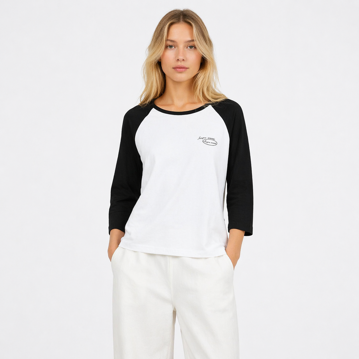 T-skjorte med Raglanermer til Dame – Color Block &amp; Avslappet Sommerstil
