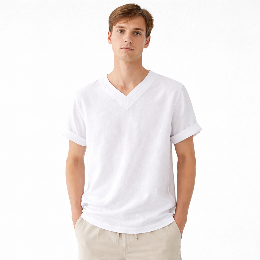 Premium Lin T-skjorte til Herre – 100% Lin, Kinesisk Inspirert &amp; Pustende Sommerstil