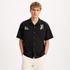 Retro Cuban Collar Skjorte til Herre – Brodert Hawaiian Sommertopp – Svart