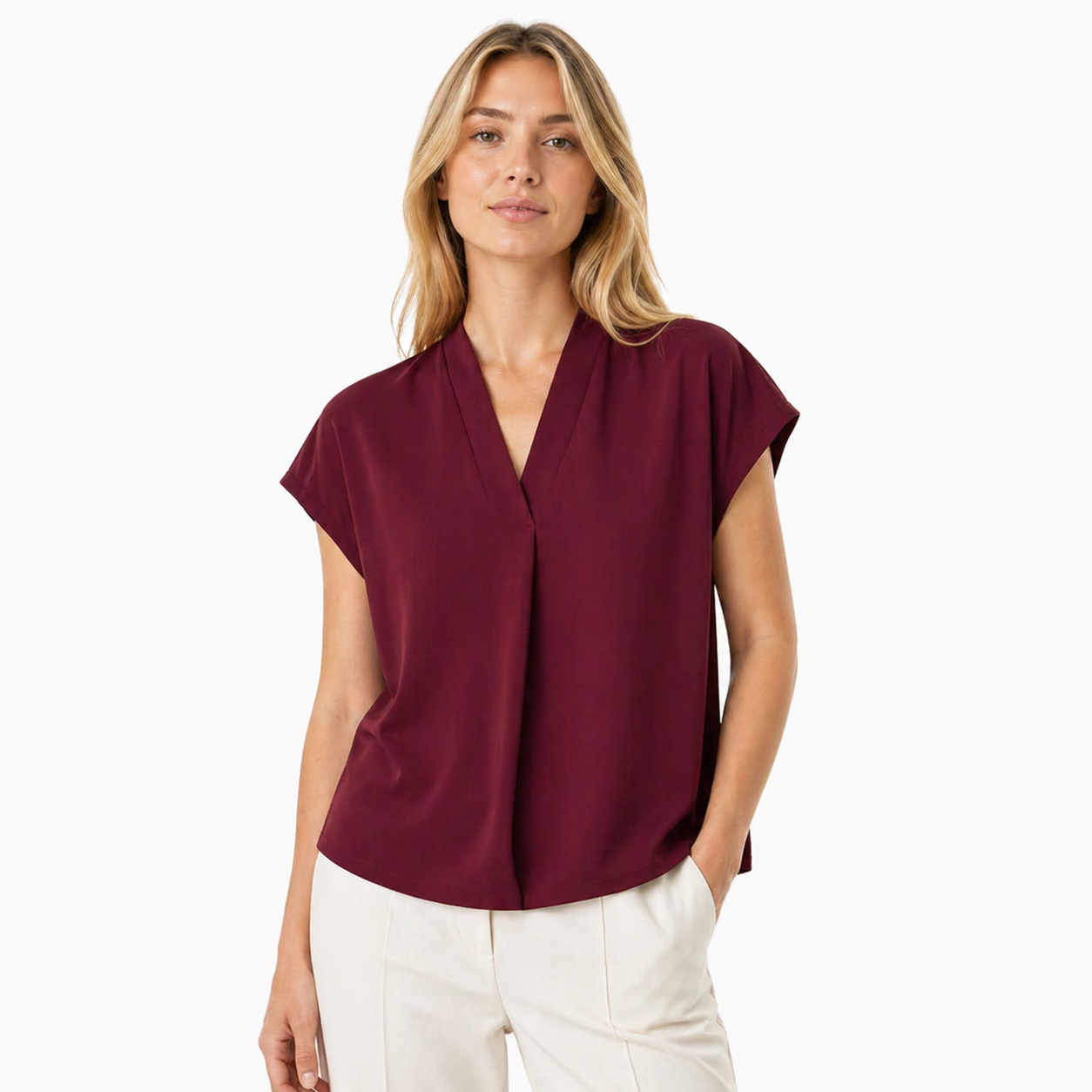 V-hals T-skjorte til Dame – Stretch &amp; Minimalistisk Design