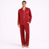 Eksklusivt Pysjsett for Menn i 100 % Ekte Silke – 25 Momme Sateng | Langermet Luksus Nattøy og Loungewear til Sommer og Høst – Claret