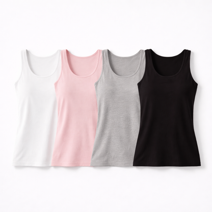 Dame Singlet med Innebygd BH – Slim Fit Topp med Polstring Pakke