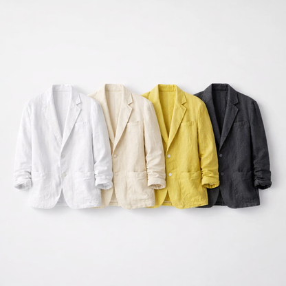 Lett Sommerblazer for Herre i Lin og Bomull – Pustende &amp; Elegant Jakke til Business og Casual Bruk Pakke – Bildefarge + Bildefarge 4 + Bildefarge 2 + Bildefarge 1