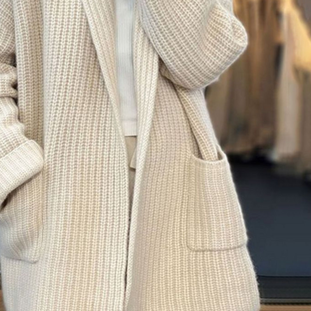 Lang strikket cardigan for damer