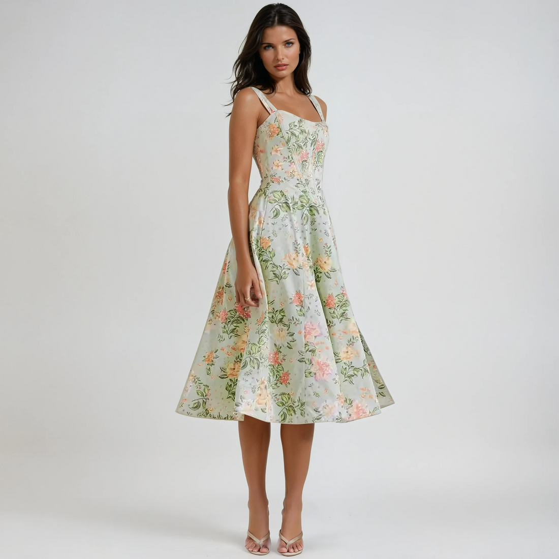 Dahlia Floral Party Midi Kjole