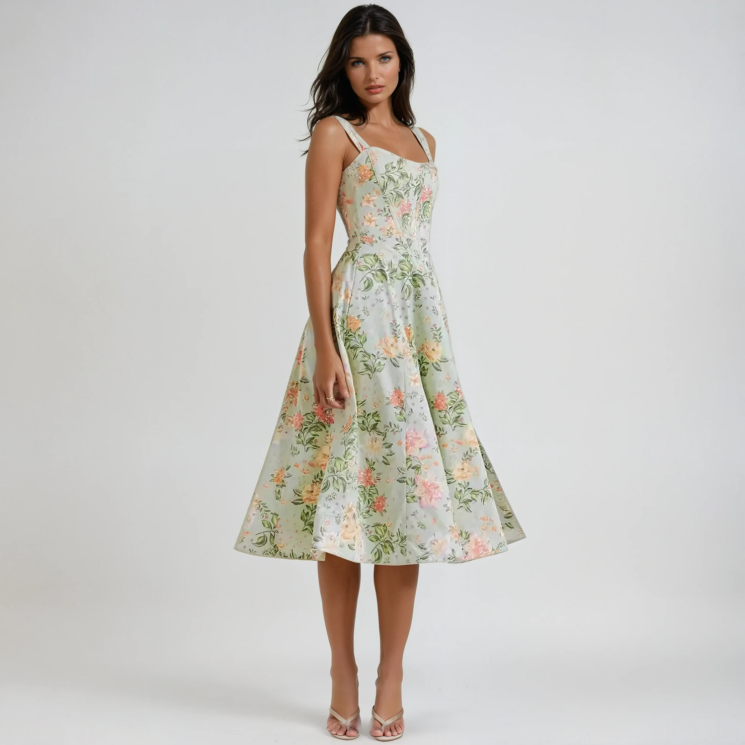 Dahlia Floral Party Midi Kjole
