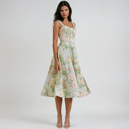 Dahlia Floral Party Midi Kjole