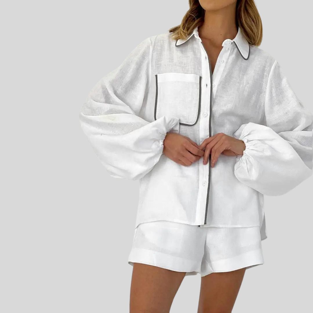 Elegant sett med skjortebluse og shorts