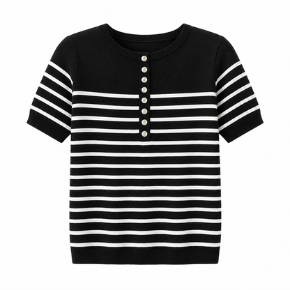 Stripet Bomulls T-skjorte til Dame – 100% Bomull &amp; Løs Sommerstil
