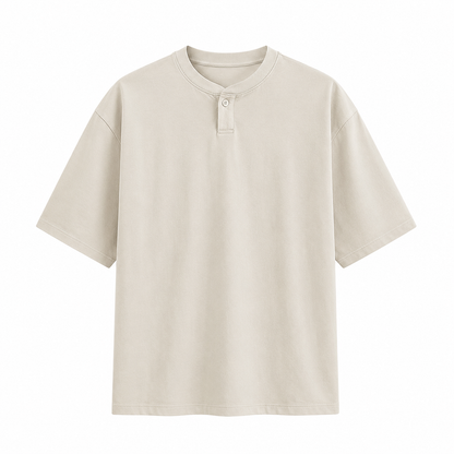 Henley T-skjorte til Herre – Kortermet Bomulls T-skjorte med Knapper