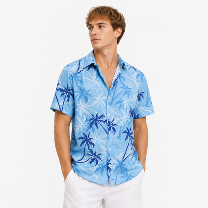 Hawaiiskjorte til Herre – Aloha Sommertopp med Palmetreprint – Skjorter-SZF76904