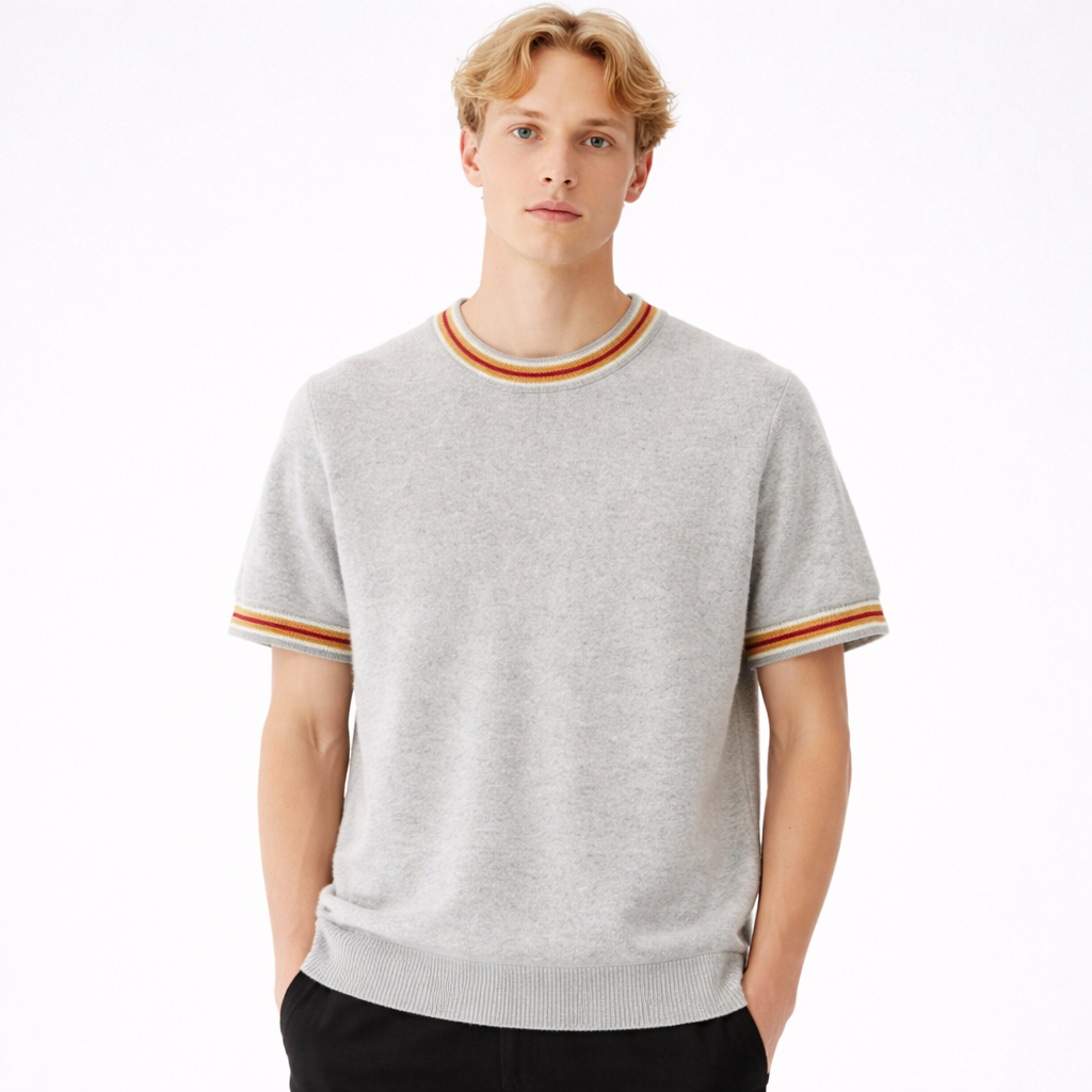 Strikket Ull T-skjorte til Herre – 100% Ull, Business Casual &amp; Løs Passform