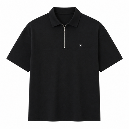 Pologenser til Herre med Halv Glidelås – Avslappet Vintage T-skjorte for Sommer