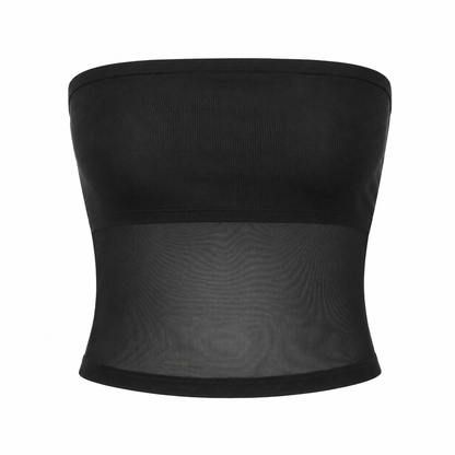 Mesh Bustier Crop Topp til Dame – Stroppeløs Korsettopp med Meshdetaljer