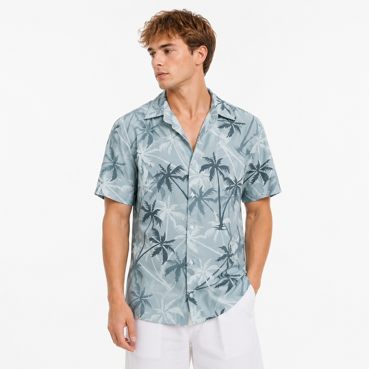 Hawaiiskjorte til Herre – Aloha Sommertopp med Palmetreprint