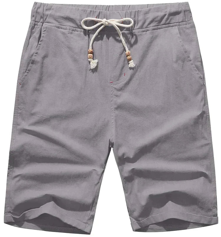 Strandshorts i lin med snøring for menn