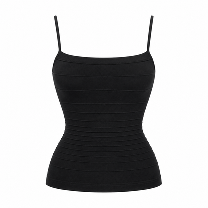 Korsettinspirert Crop Top til Dame – Spagettistropper og Firkantet Utringning
