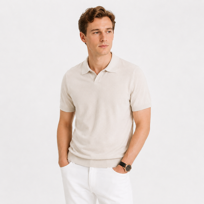 Strikket Poloskjorte til Herre – Slim Fit med Elegant Italiensk-Inspirert Stil
