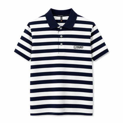 Stripet Polo til Herre – Kortermet Business Casual Pikéskjorte