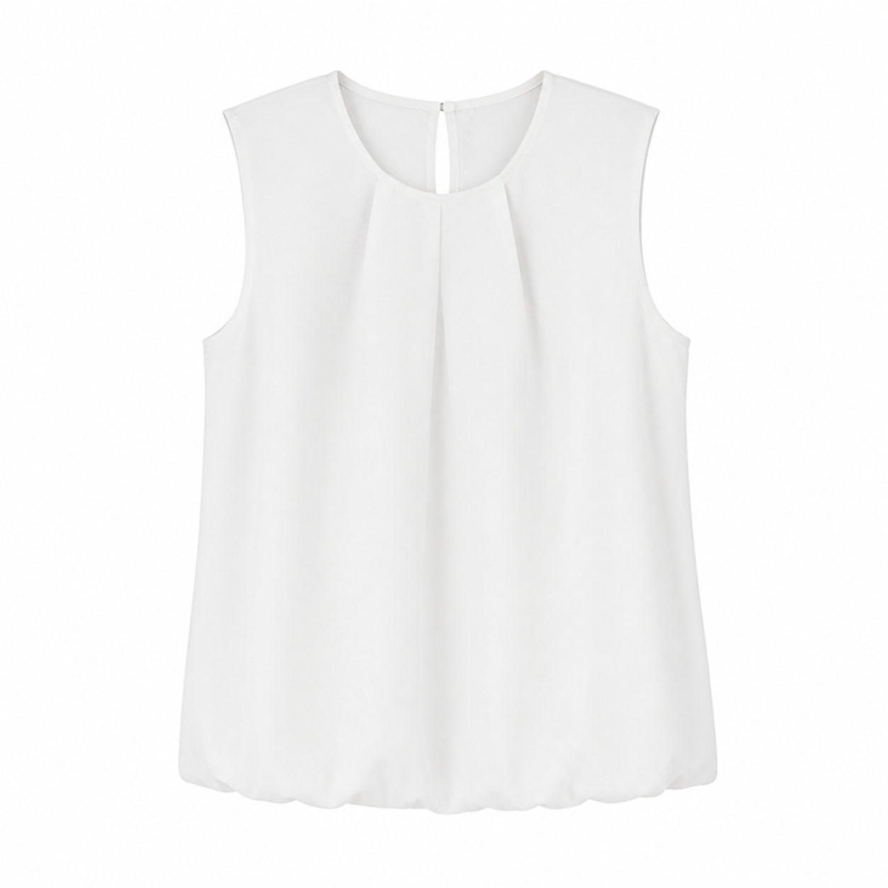 Ermeløs Chiffonbluse til Dame – Asymmetrisk Plissert Sommertopp